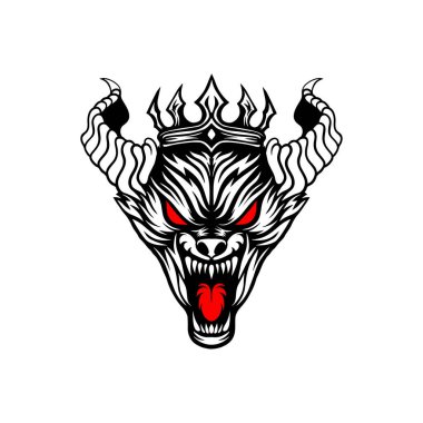 Yarasa şeytan baş illüstrasyon logosu