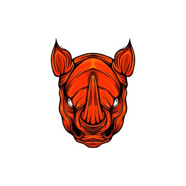 Vektör tasarımı ile Kızgın Gergedan baş illüstrasyonu