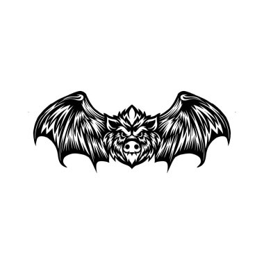 Kanatlı kızgın domuz kafası logosu.