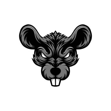 Kızgın fare kafası illüstrasyon logosu