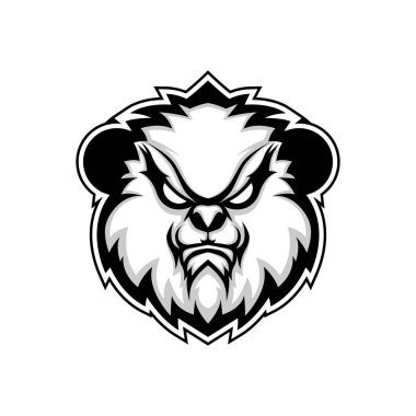 Kızgın ayı siyah ve beyaz maskot logosu tasarımı