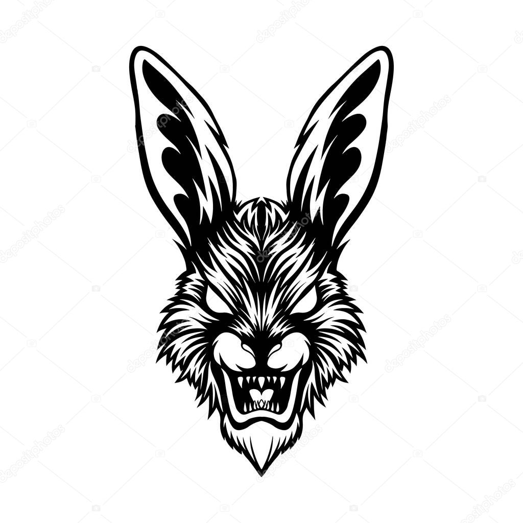 Rabbit head mascot logo illustration