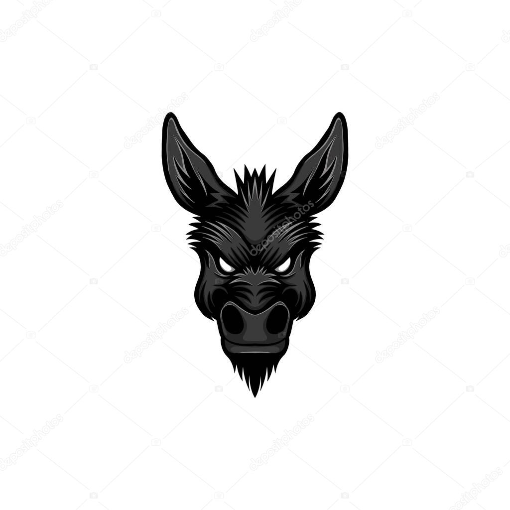 Angry donkey head illustration mascot logo