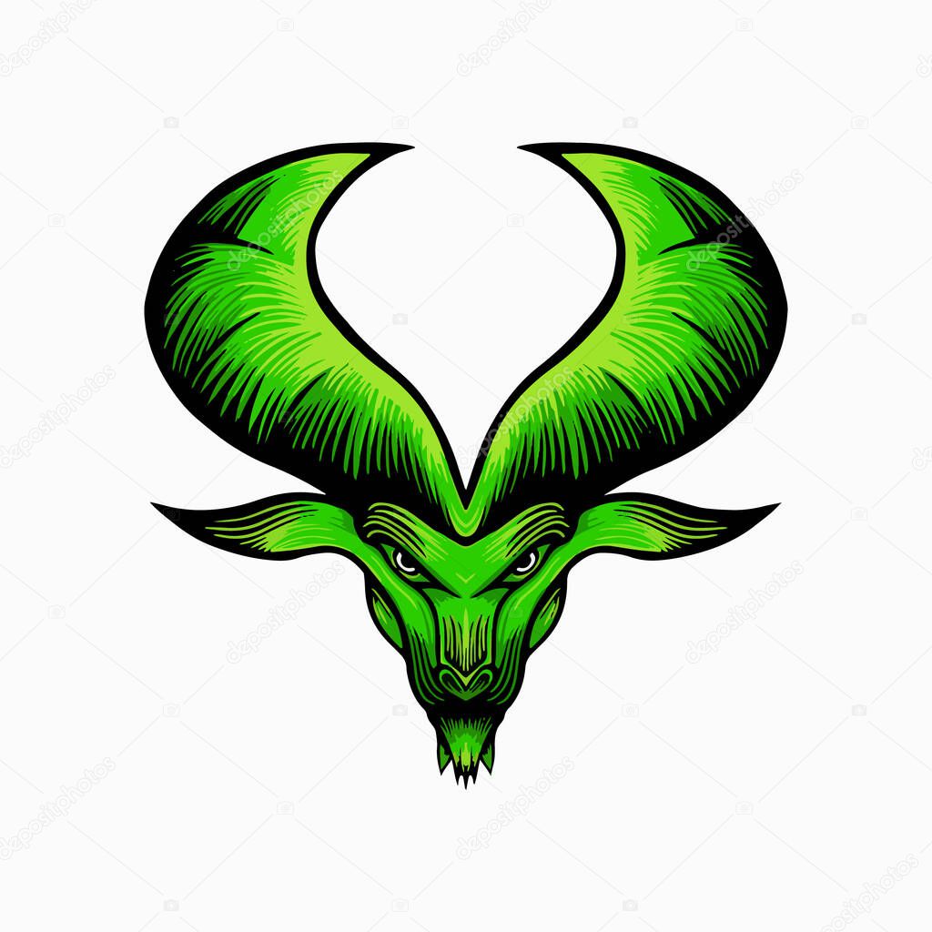 Green angry goat illustration logo