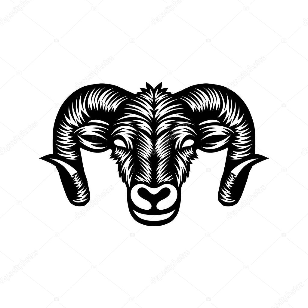 Angry sheep head illustration logo