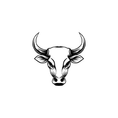 Elle çizilmiş siyah ve beyaz inek kafası çizimi