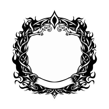 çerçeve siyah ve beyaz illüstrasyon logosu