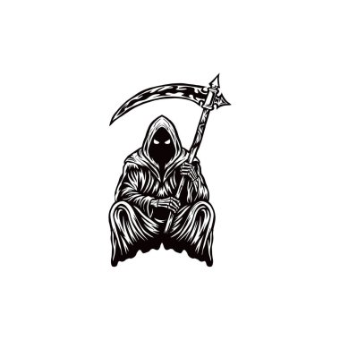 Ölüm meleğinin siyah-beyaz çizimi