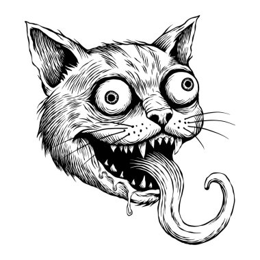 Korkunç bir kedi vektörünün el çizimi