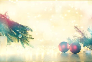 Yılbaşı ve Yeni Yıl teması üzerine bir kolaj için bulanık bir arkaplan.