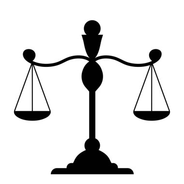 Libra. Silhouette of scales. Weights black icon. Isolated element on a white background. Balance, law and justice symbol vector