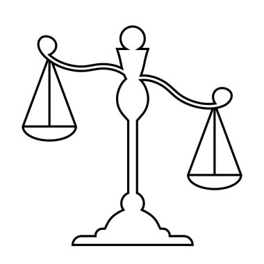 Libra. Scales linear silhouette. Scales icon. Isolated element on a white background. Balance, law and justice symbol. vector