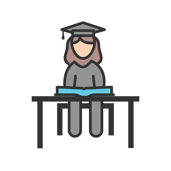 Female Student Studying icon — Stock Vector