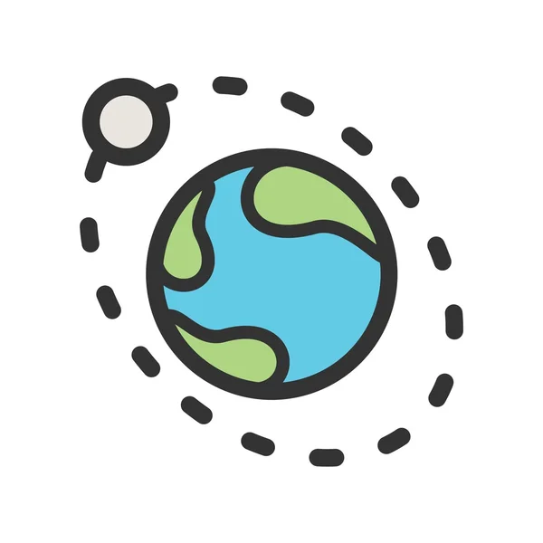 Lunas orbitando icono de la Tierra — Vector de stock