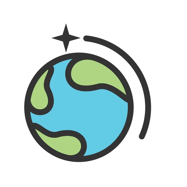 Estrella orbitando icono de la Tierra — Archivo Imágenes Vectoriales