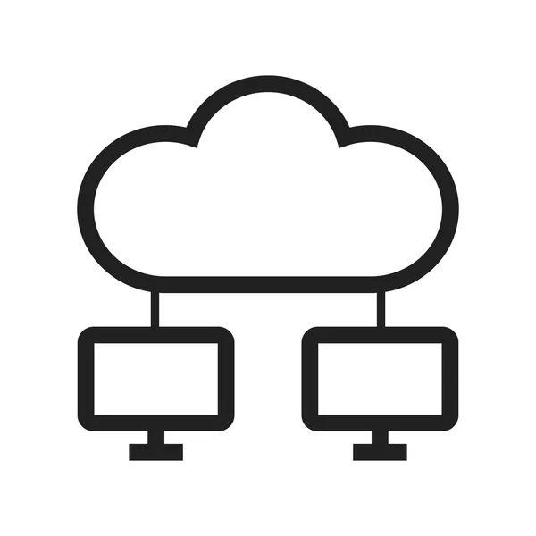 Pictogram wolk en verbonden Computers — Stockvector
