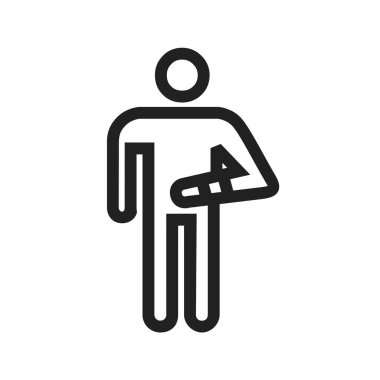 Sargılı biri, bandaj, hasta ikonu görüntüsü. Sağlık ve sağlık hizmetleri için de kullanılabilir. Mobil uygulamalar, web uygulamaları ve yazdırma ortamları için elverişli.