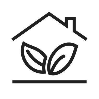 Enerji, yeşil ev, doğa ikonu imajı. Enerji ve teknoloji için de kullanılabilir. Web uygulamaları, mobil uygulamalar ve yazdırma ortamları için elverişli.