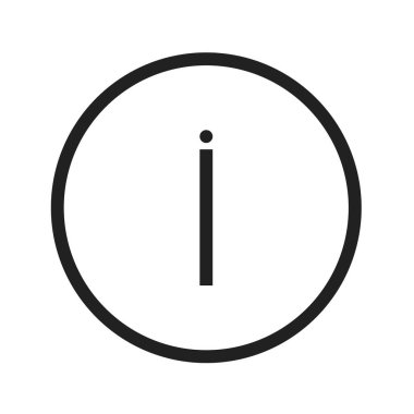 Hakkında, bilgi, detaylar simge resmi. Ayrıca mobil uygulamalar, telefon sekmesi çubuğu ve ayarlar için de kullanılabilir. Web uygulamalarında, mobil uygulamalarda ve yazdırma ortamlarında kullanılabilir