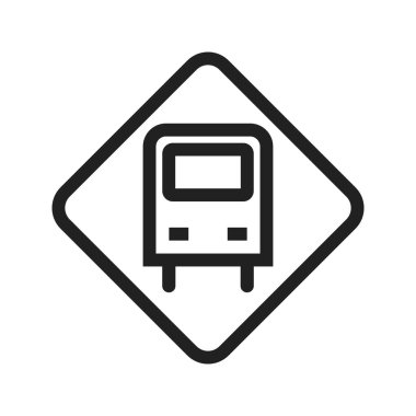 Otobüs, dur, reklam panosu simgesi resmi. Ulaşım, ulaşım ve seyahat için de kullanılabilir. Mobil uygulamalar, web uygulamaları ve yazdırma ortamları için elverişli.