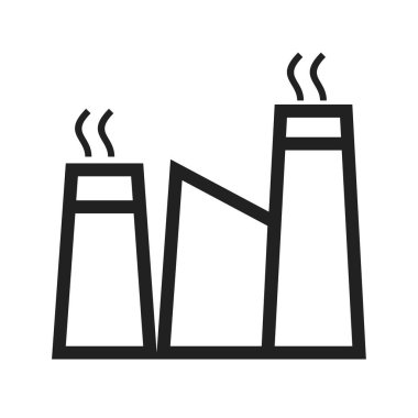 Fabrika, imalat, üretim ikonu vektör görüntüsü. İnşaat ve dönüm noktaları için de kullanılabilir. Mobil uygulamalar, web uygulamaları ve yazdırma ortamları için elverişli.