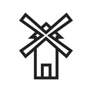 Yel değirmeni, rüzgar, çiftlik ikonu vektör görüntüsü. İnşaat ve dönüm noktaları için de kullanılabilir. Mobil uygulamalar, web uygulamaları ve yazdırma ortamları için elverişli.
