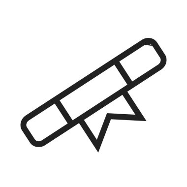 Diploma, mezuniyet, diploma ikonu imajı. Eğitim ve bilim için de kullanılabilir. Mobil uygulamalar, web uygulamaları ve yazdırma ortamları için elverişli. 