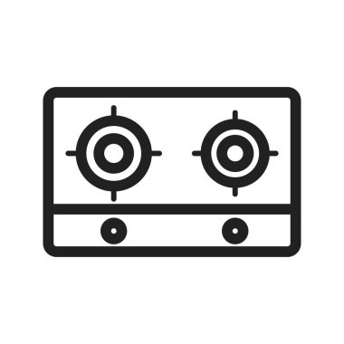 Soba, gaz, yemek ikonu vektör görüntüsü. Ev elektroniği ve cihazları için de kullanılabilir. Mobil uygulamalar, web uygulamaları ve yazdırma ortamları için elverişli.