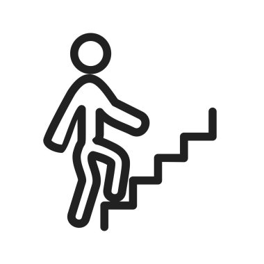 Tırmanma, merdivenler, yürüyen ikon vektör görüntüsü. Spor ve spor için de kullanılabilir. Web uygulamaları, mobil uygulamalar ve yazdırma ortamları için elverişli.