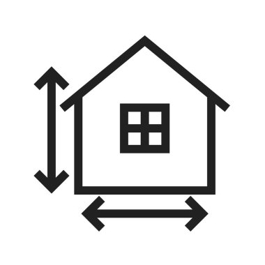 Ölçüm, ev, inşaat ikonu vektör görüntüsü. Konut için de kullanılabilir. Mobil uygulamalar, web uygulamaları ve yazdırma ortamları için elverişli.