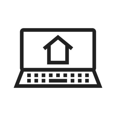 Çevrimiçi, ev, ev ikonu vektör görüntüsü. Konutlandırma için de kullanılabilir. Mobil uygulamalar, web uygulamaları ve yazdırma ortamları için elverişli.