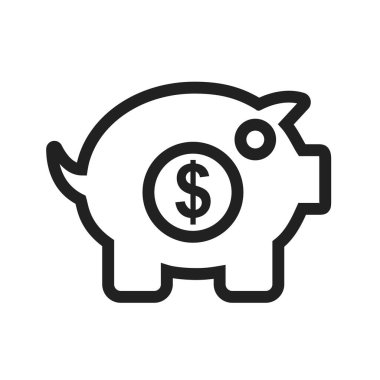 Banka, domuzcuk, para ikonu vektör görüntüsü. İşletme yönetimi için de kullanılabilir. Web uygulamaları, mobil uygulamalar ve yazdırma ortamları için elverişli.