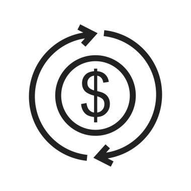 İşlem, dolar, fatura, ikon vektör görüntüsü. İşletme yönetimi için de kullanılabilir. Web uygulamalarında, mobil uygulamalarda ve yazdırma ortamlarında kullanılabilir.