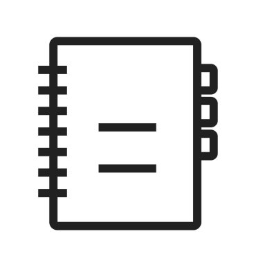Not defteri, günlük, kitap ikonu vektör görüntüsü. Ofis için de kullanılabilir. Mobil uygulamalar, web uygulamaları ve yazdırma ortamları için elverişli.