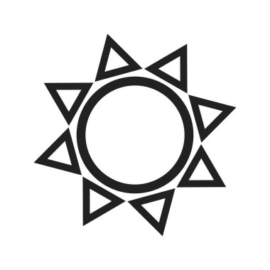 Güneş, ışınlar, doğa ikonu vektör görüntüsü. Ekoloji için de kullanılabilir. Mobil uygulamalar, web uygulamaları ve yazdırma ortamları için elverişli.