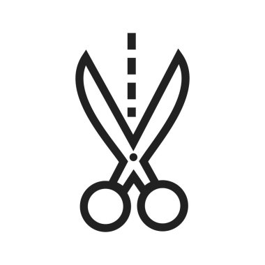 Makas, kesme, kupon ikonu vektör görüntüsü. Pazarlama için de kullanılabilir. Web uygulamalarında, mobil uygulamalarda ve yazdırma ortamlarında kullanılabilir.