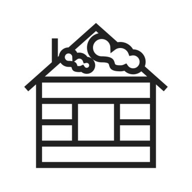 Ev, kar, kış ikonu vektör görüntüsü. Kış için de kullanılabilir. Mobil uygulamalar, web uygulamaları ve yazdırma ortamları için elverişli.