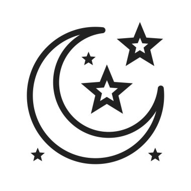 Ay, ışık, yıldız simgesi vektör görüntüsü. Bebek için de kullanılabilir. Mobil uygulamalar, web uygulamaları ve yazdırma ortamları için elverişli.