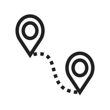 Uzaklık, yol, macera ikonu vektör görüntüsü. Haritalar ve navigasyon için de kullanılabilir. Mobil uygulamalar, web uygulamaları ve yazdırma ortamları için elverişli.