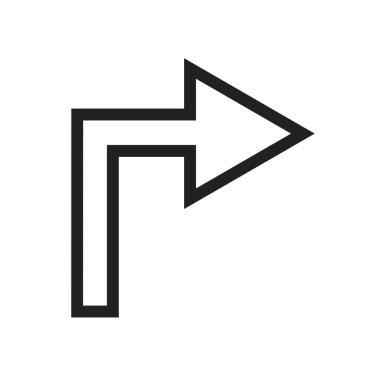 Yol, dönüş, sağ ikon vektör görüntüsü. Haritalar ve navigasyon için de kullanılabilir. Mobil uygulamalar, web uygulamaları ve yazdırma ortamları için elverişli. 