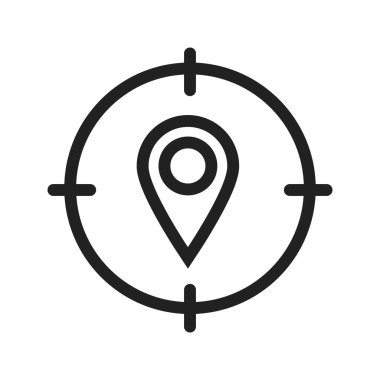 Haritalar, hedef, alan simgesi vektör görüntüsü. Haritalar ve navigasyon için de kullanılabilir. Mobil uygulamalar, web uygulamaları ve yazdırma ortamları için elverişli.