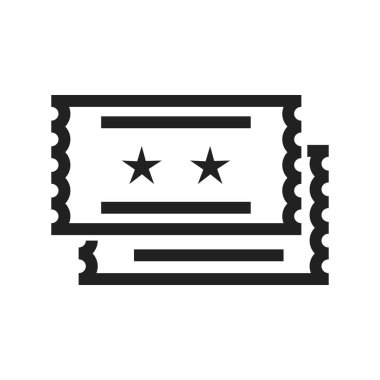 Film, biletler, çekiliş ikonu vektör görüntüsü. Açık hava eğlencesi için de kullanılabilir. Web uygulamalarında, mobil uygulamalarda ve yazdırma ortamlarında kullanılabilir.