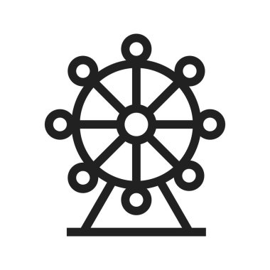 Tekerlek, dönme dolap, park ikonu vektör görüntüsü. Açık hava eğlencesi için de kullanılabilir. Web uygulamalarında, mobil uygulamalarda ve yazdırma ortamlarında kullanılabilir.