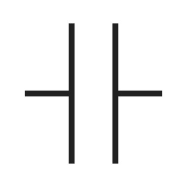 Kondansatör, çip, elektronik ikon vektör görüntüsü. Elektrik devrelerinde de kullanılabilir. Web uygulamalarında, mobil uygulamalarda ve yazdırma ortamlarında kullanılabilir.