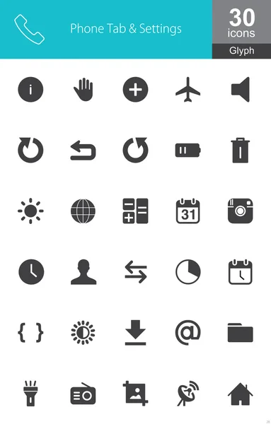 Iconos para la barra de pestañas del teléfono y ajustes —  Fotos de Stock