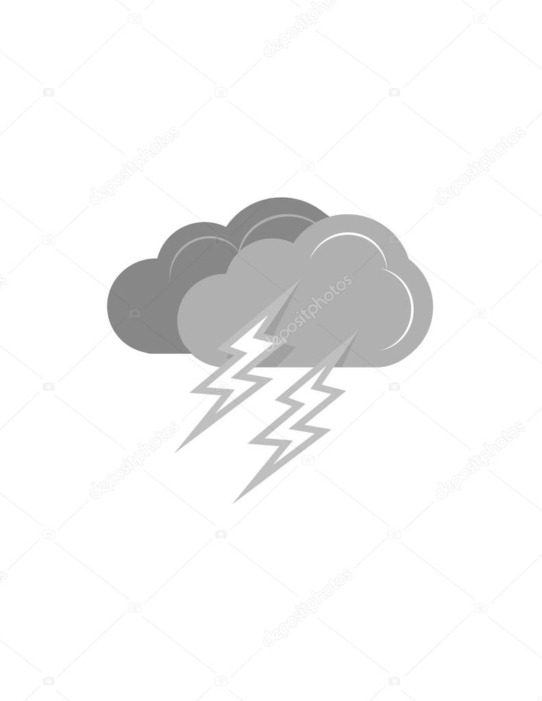 Thunder with  cloud and  lightning -  storm icon