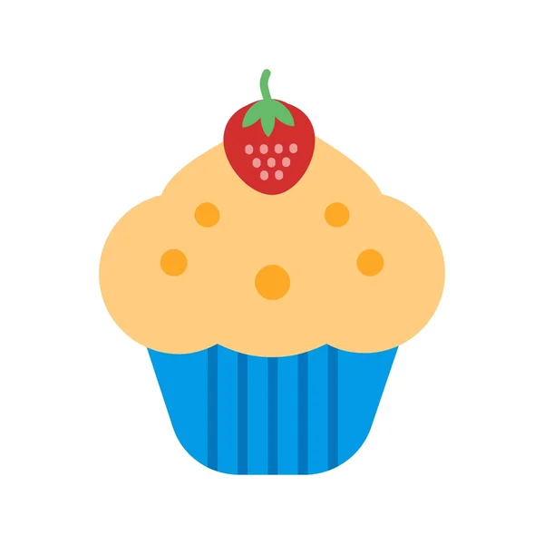Cherry cupcake, sweet icon — Stock Vector