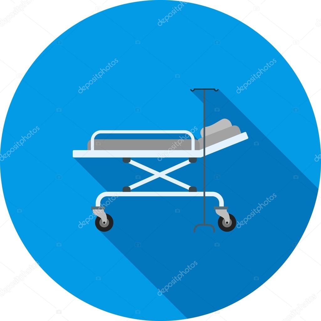 Hospital bed, medicine icon