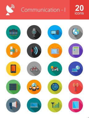 Communication, technology icons set