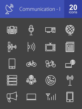 Communication, technology icons set